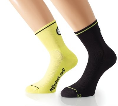 ASSOS Mille Evo 7 Sock Volt Yellow Black (2 Pairs)