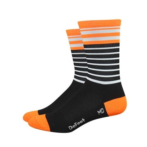 Defeet aireator high top chaussettes de cyclisme sailor noir orange