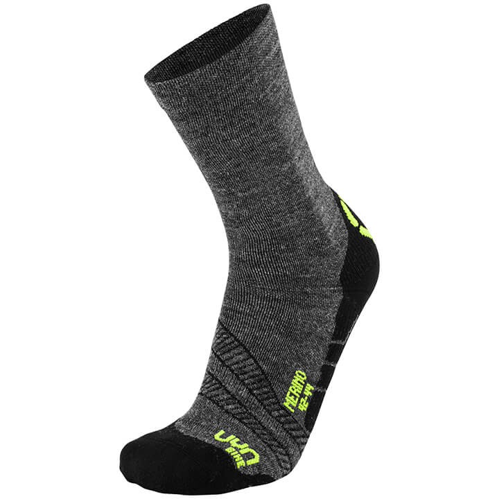 UYN cycling merino chaussettes de cyclisme anthracite fluo jaune